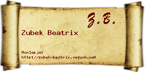 Zubek Beatrix névjegykártya