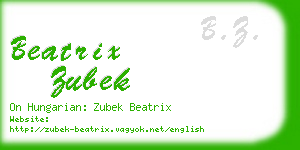 beatrix zubek business card